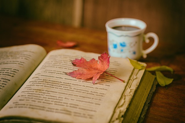 leaves, coffee, nature, cup, still life, book, coffee cup, reading, leisure, hobby, read, open book, bookworm